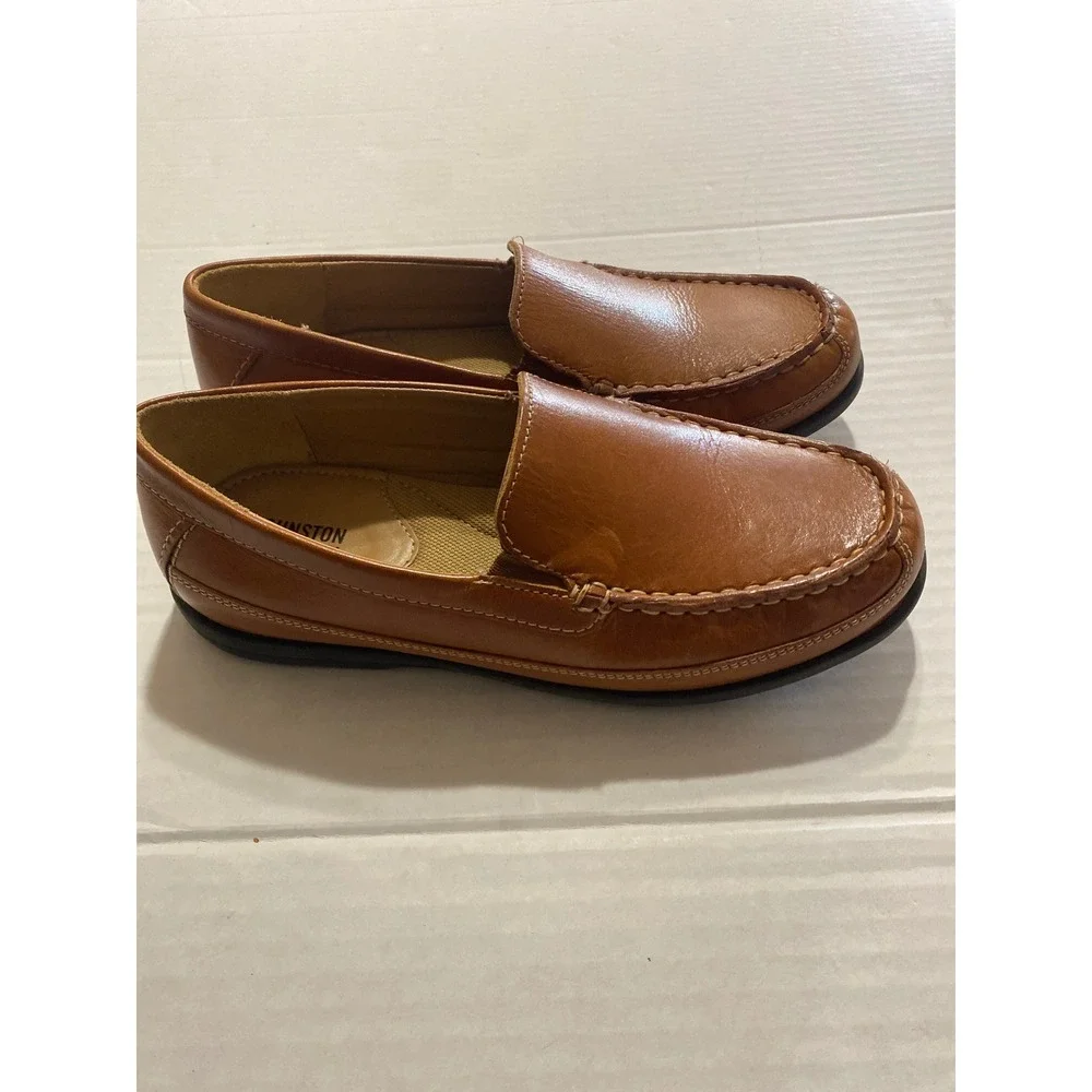 Johnston & Murphy Boys McGuffey Tan Leather Slip On Loafers Boys Dress Shoes 4M